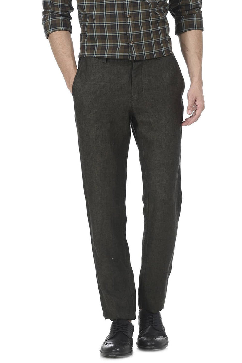 BASICS TAPERED FIT LINEN TROUSER