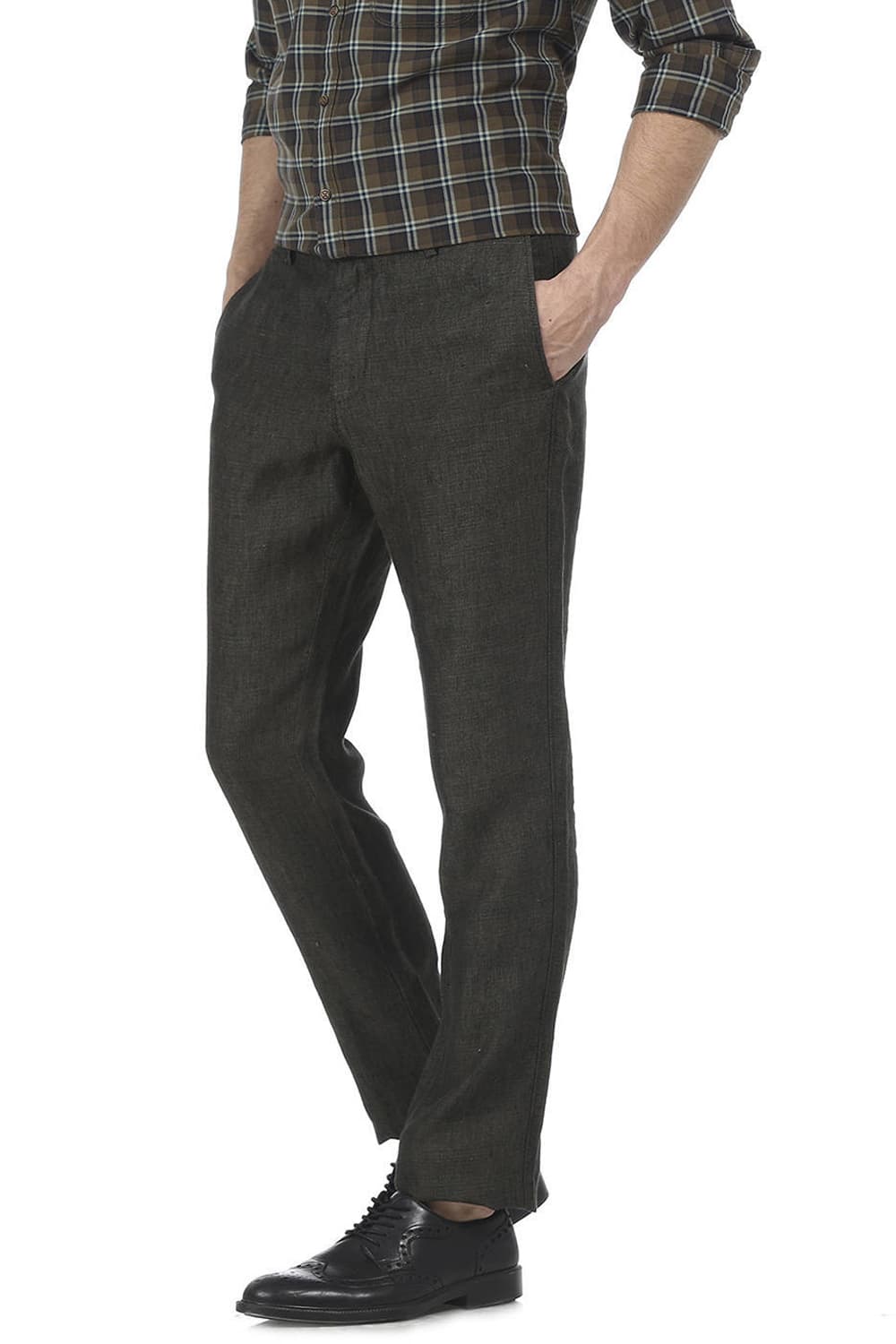 BASICS TAPERED FIT LINEN TROUSER