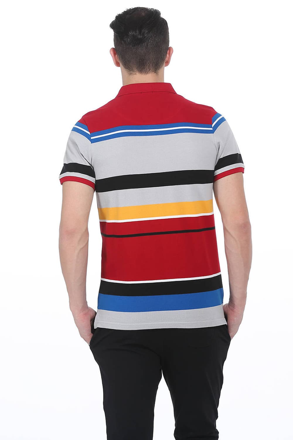 BASICS MUSCLE FIT POLO STRIPES T SHIRT