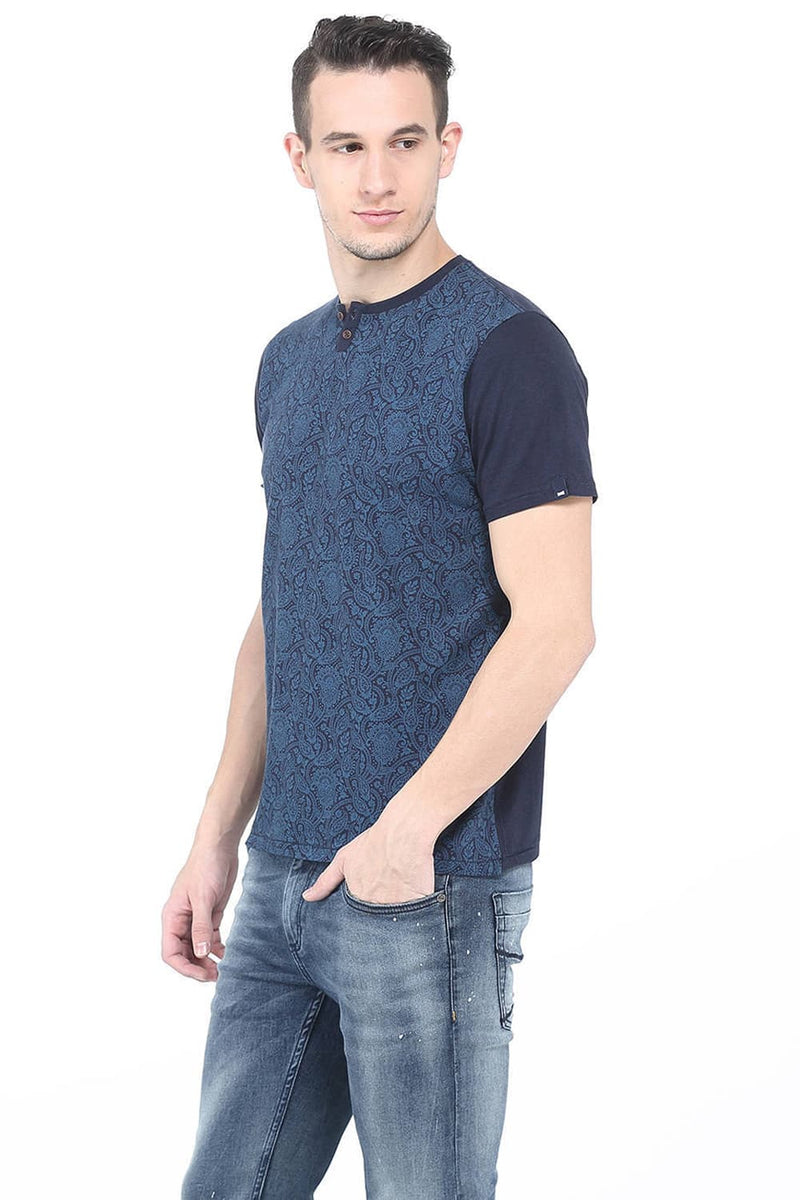 BASICS MUSCLE FIT HENLEY T SHIRT