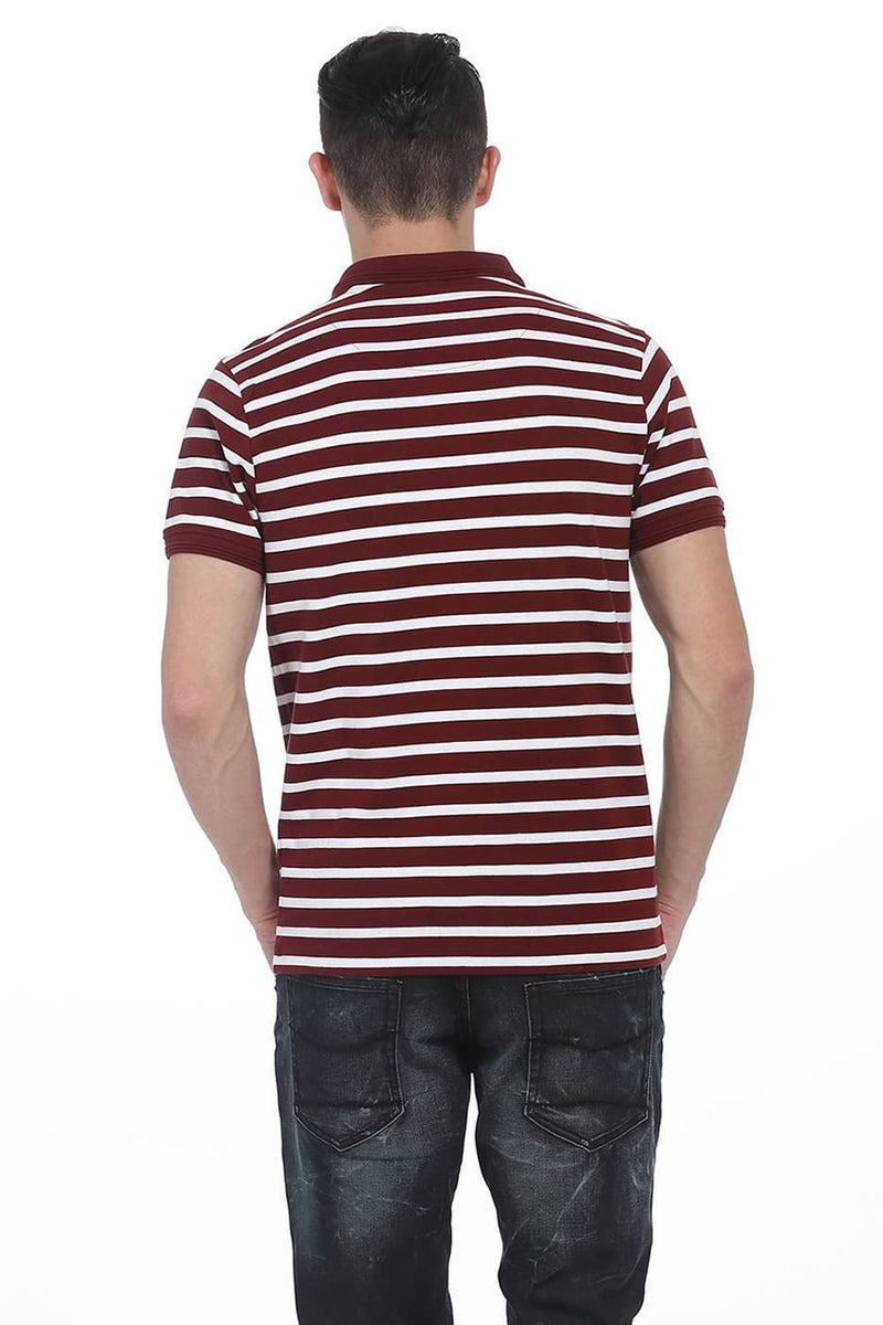 BASICS MUSCLE FIT STRIPE POLO T SHIRT