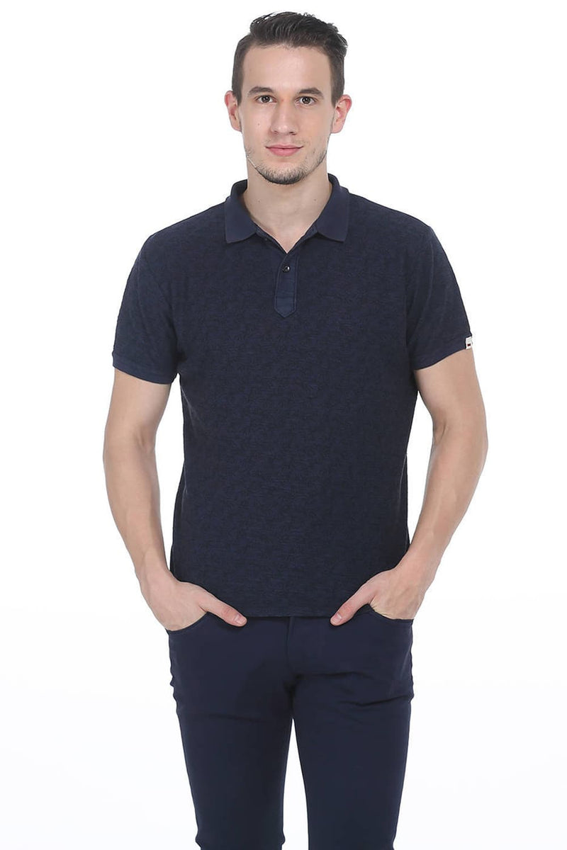 BASICS MUSCLE FIT PRINTED POLO T SHIRT