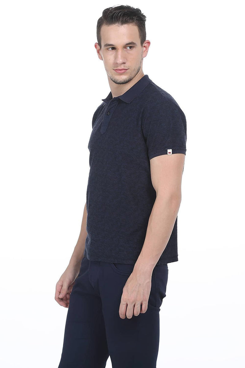 BASICS MUSCLE FIT PRINTED POLO T SHIRT