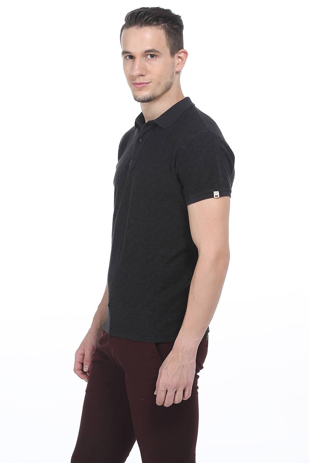 BASICS MUSCLE FIT PRINTED POLO T SHIRT