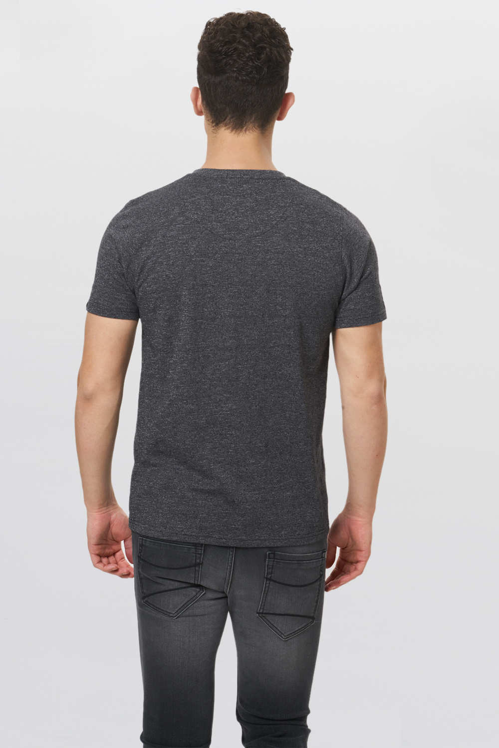 BASICS MUSCLE FIT HENLEY NECK T SHIRT