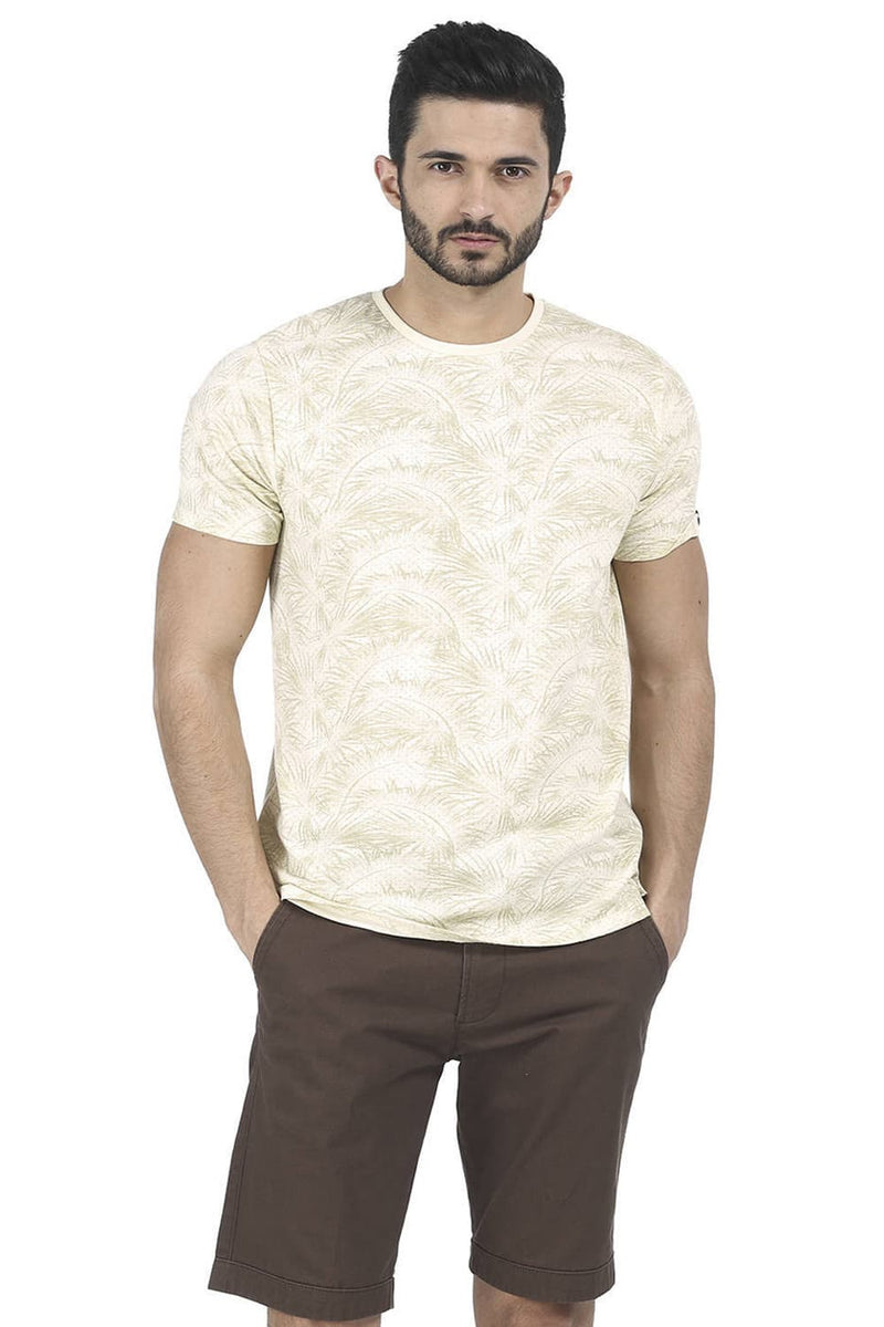 BASICS MUSCLE FIT PRINTED CREW NECK T SHIRT