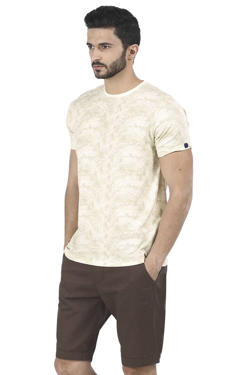 BASICS MUSCLE FIT PRINTED CREW NECK T SHIRT