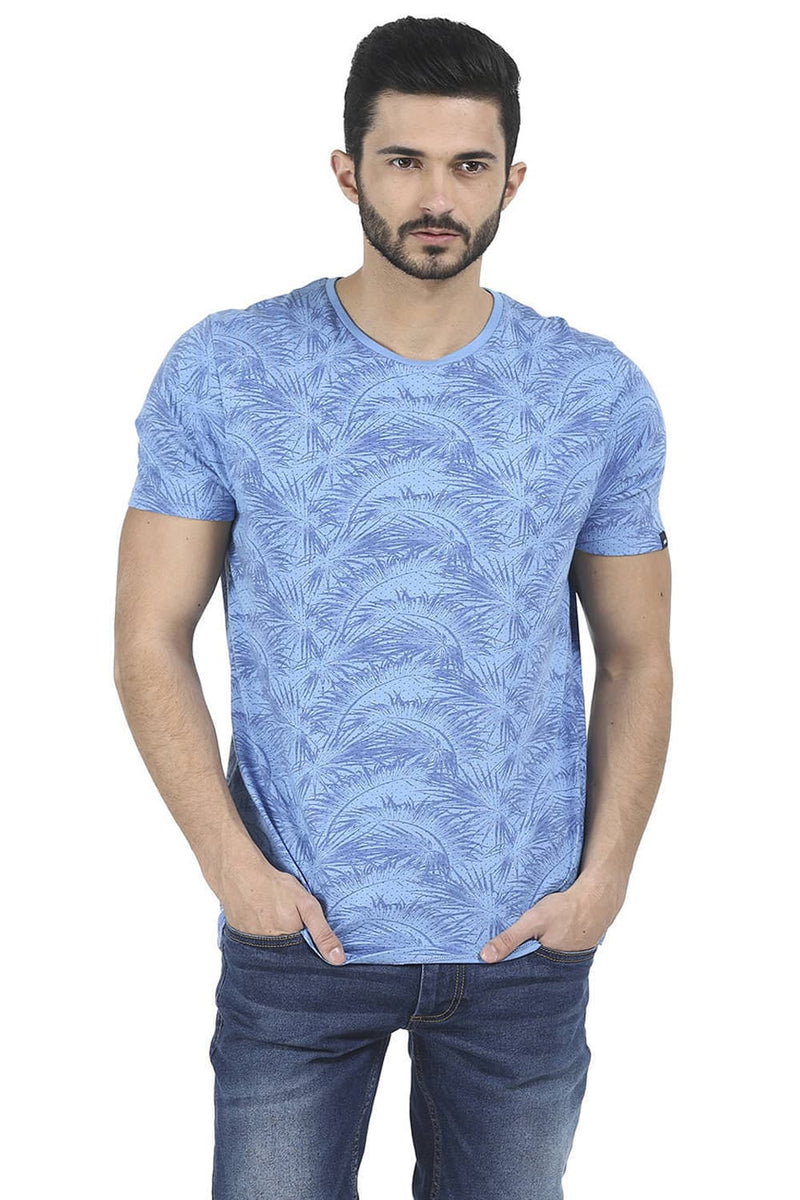 BASICS MUSCLE FIT PRINTED CREW NECK T SHIRT