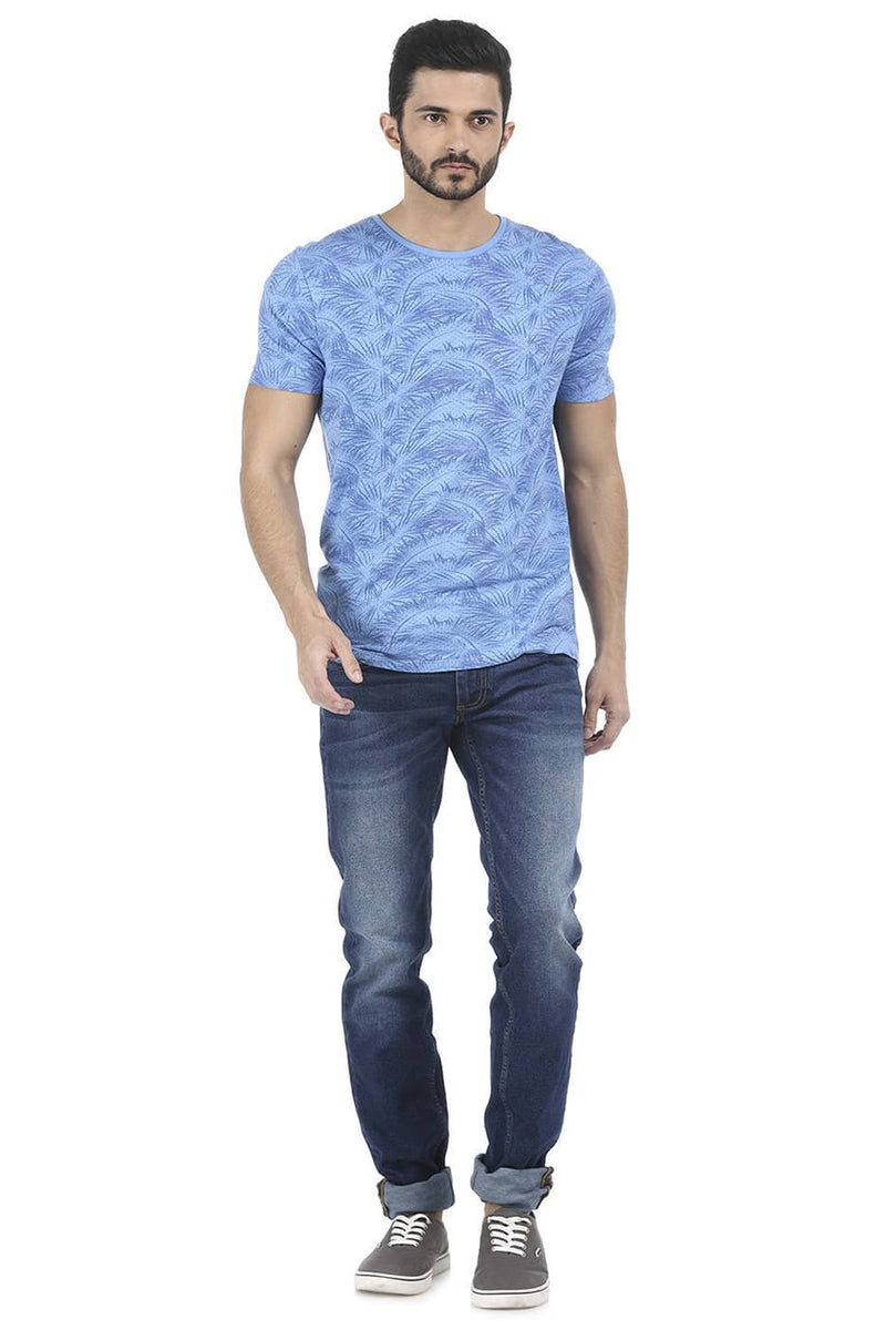 BASICS MUSCLE FIT PRINTED CREW NECK T SHIRT