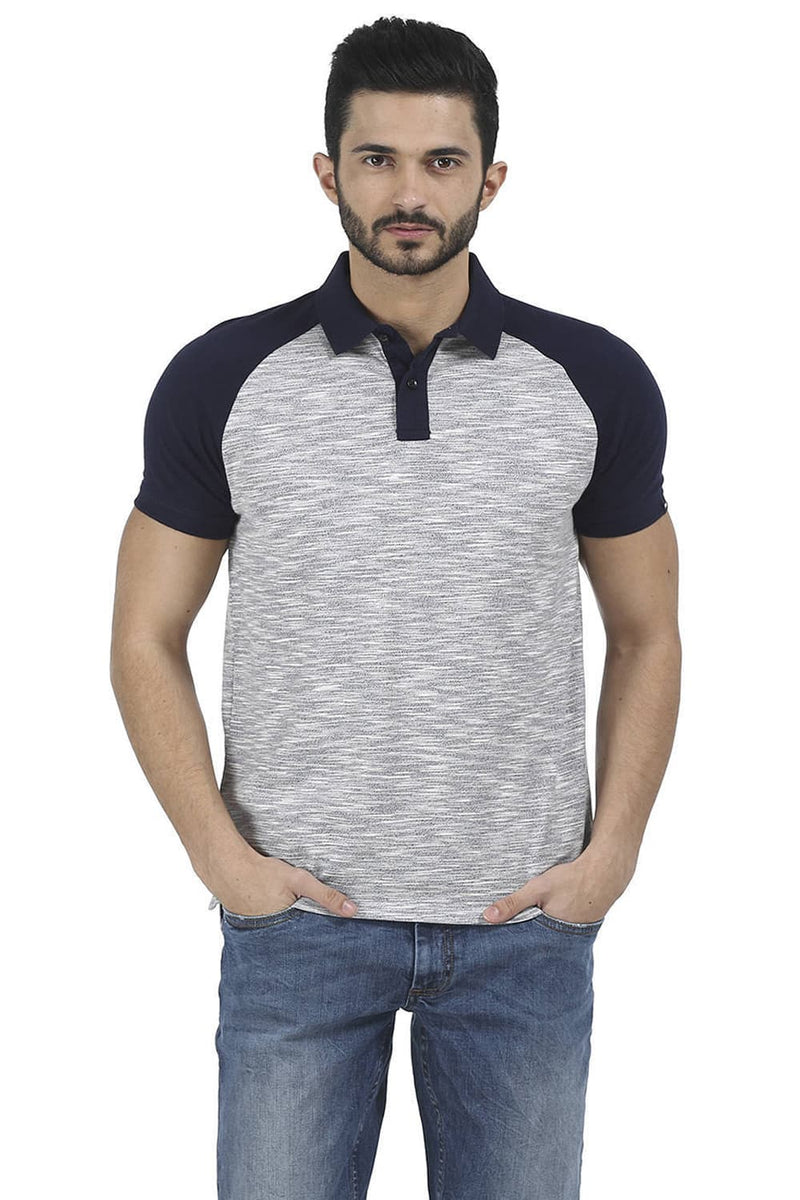 BASICS MUSCLE FIT RAGLAN POLO T SHIRT