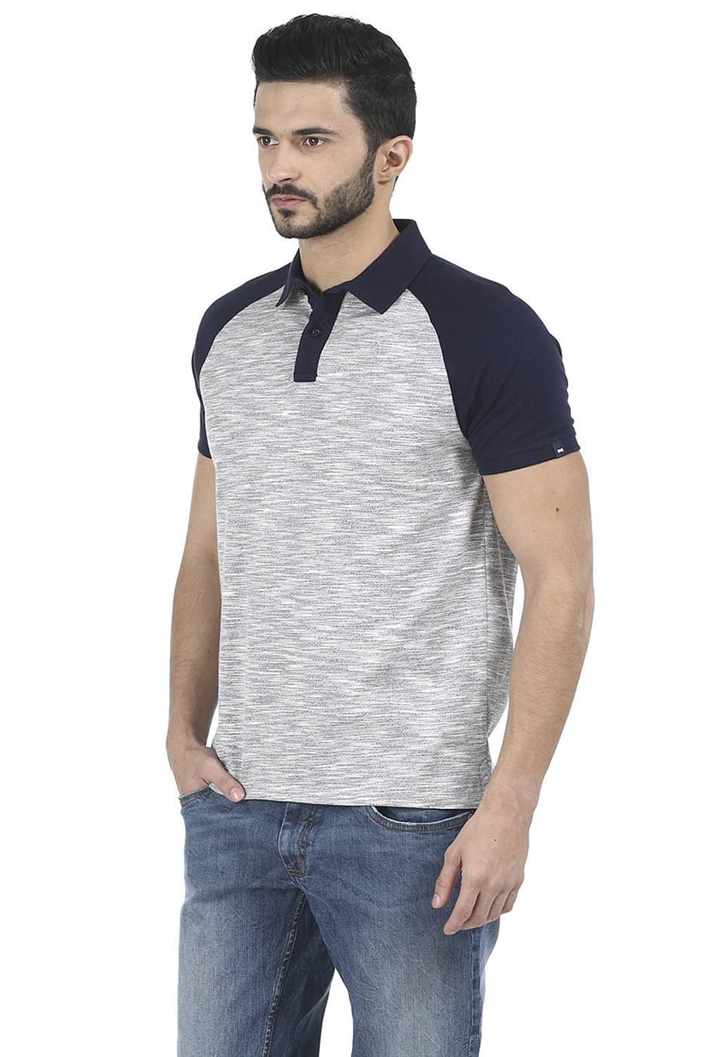 BASICS MUSCLE FIT RAGLAN POLO T SHIRT