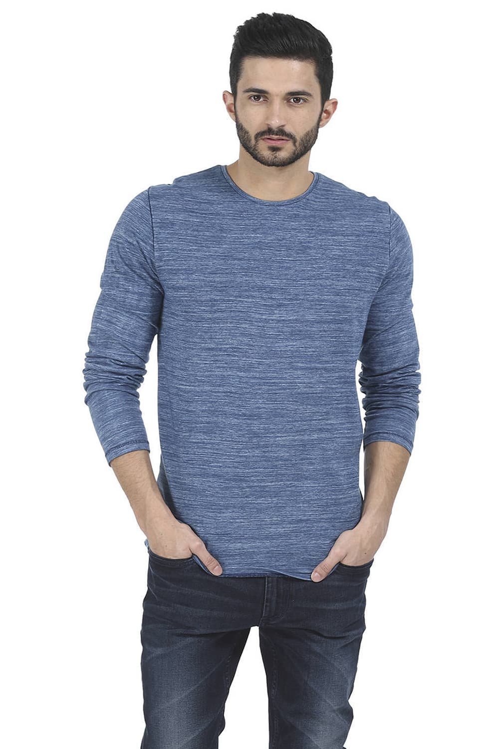 BASICS MUSCLE FIT CREW NECK FULL SLEEVE T SHIRT