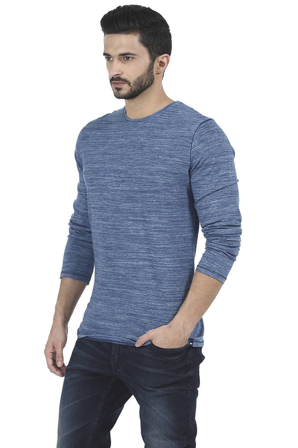 BASICS MUSCLE FIT CREW NECK FULL SLEEVE T SHIRT