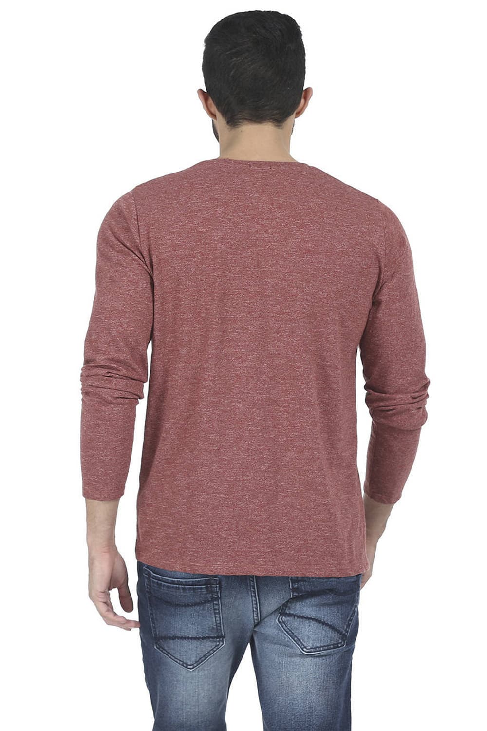 BASICS MUSCLE FIT HENLEY FULL SLEEVE T SHIRT