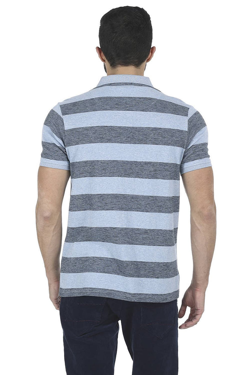 BASICS MUSCLE FIT STRIPE POLO T SHIRT