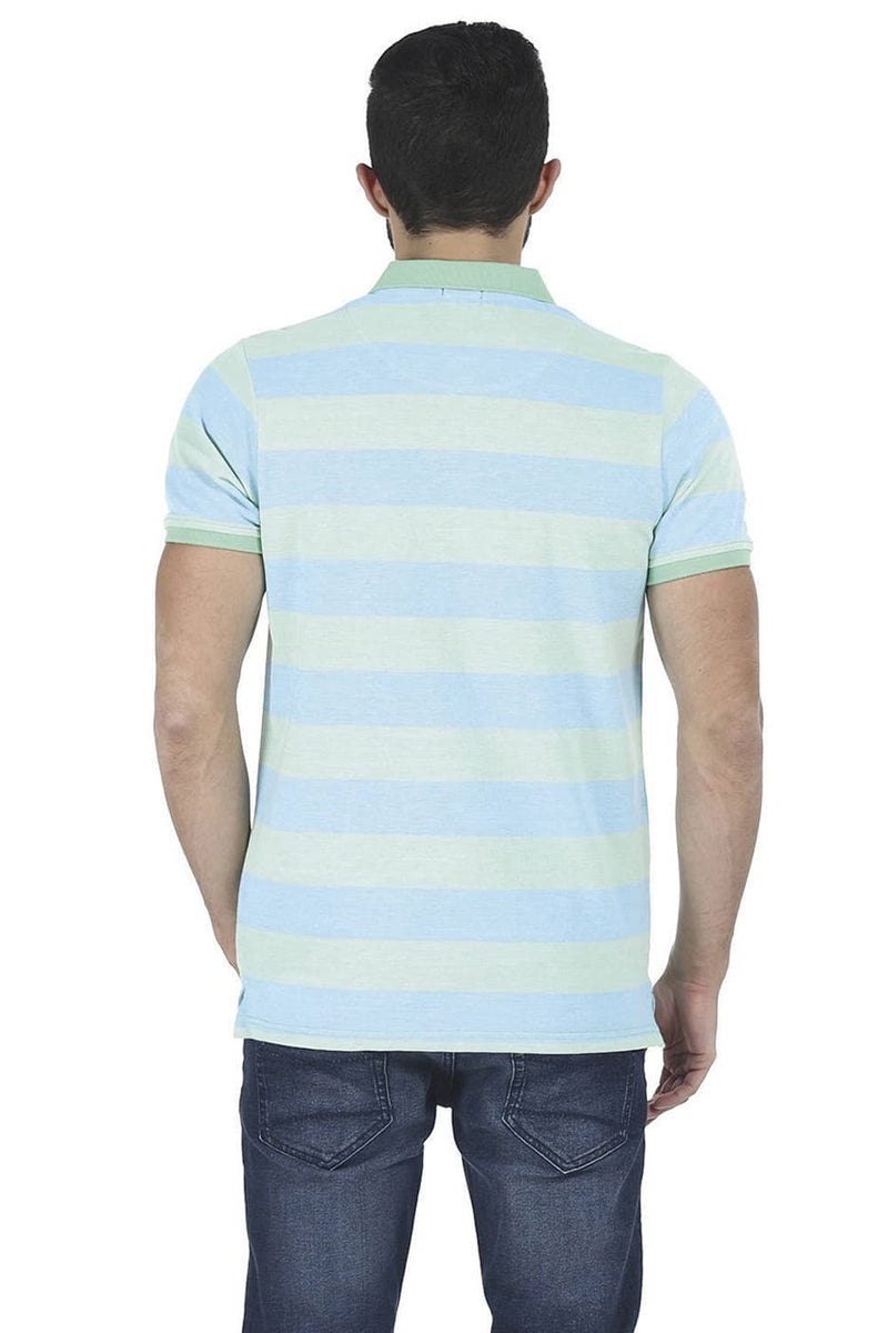 BASICS MUSCLE FIT STRIPED POLO T SHIRT