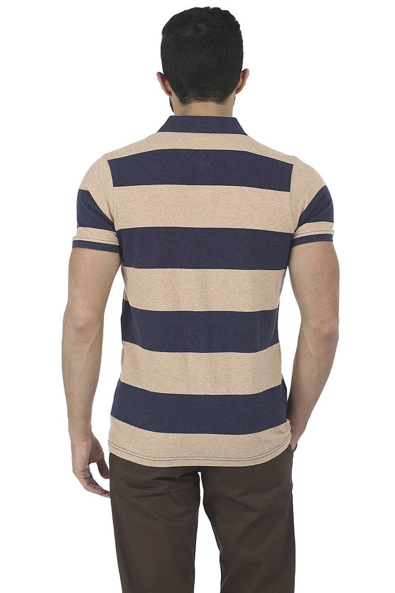 BASICS MUSCLE FIT STRIPE POLO T SHIRT