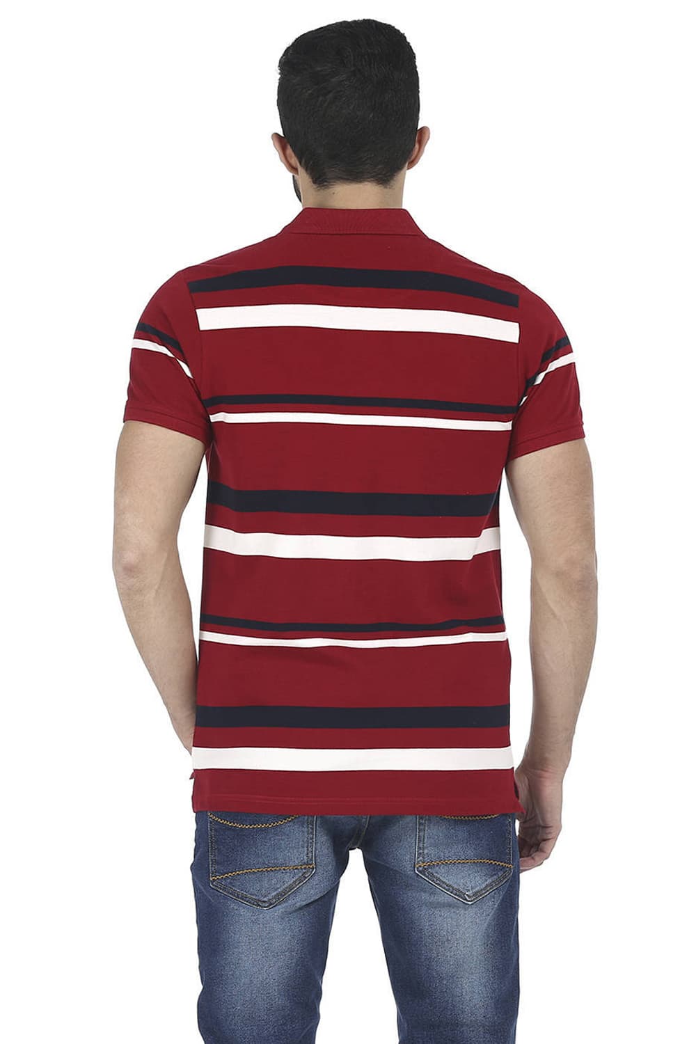 BASICS MUSCLE FIT STRIPED POLO T SHIRT