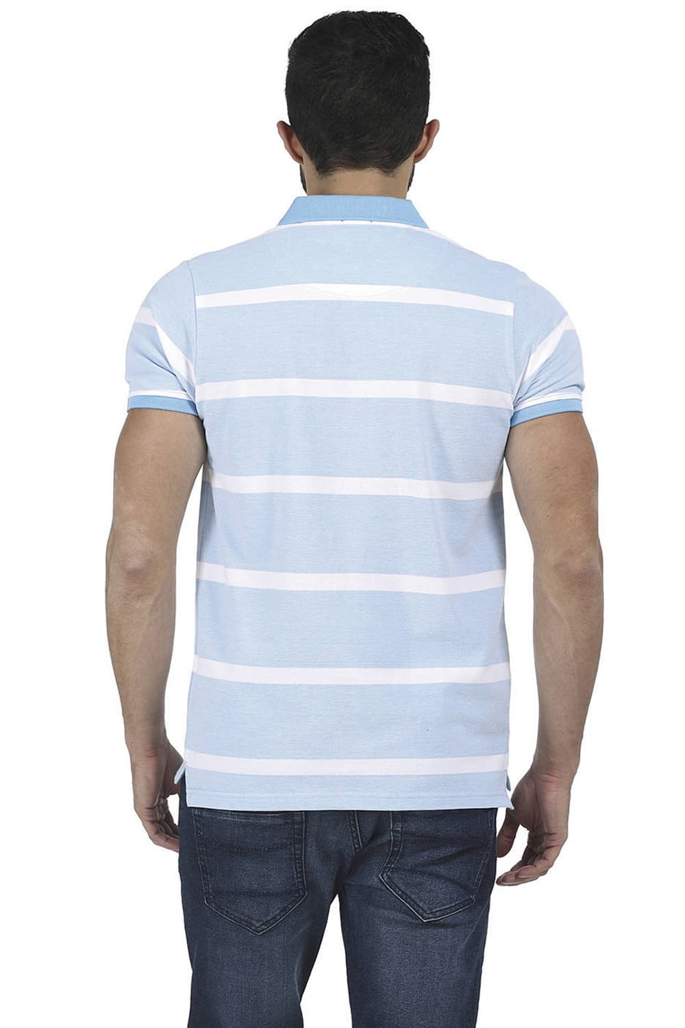 BASICS MUSCLE FIT STRIPED POLO T SHIRT