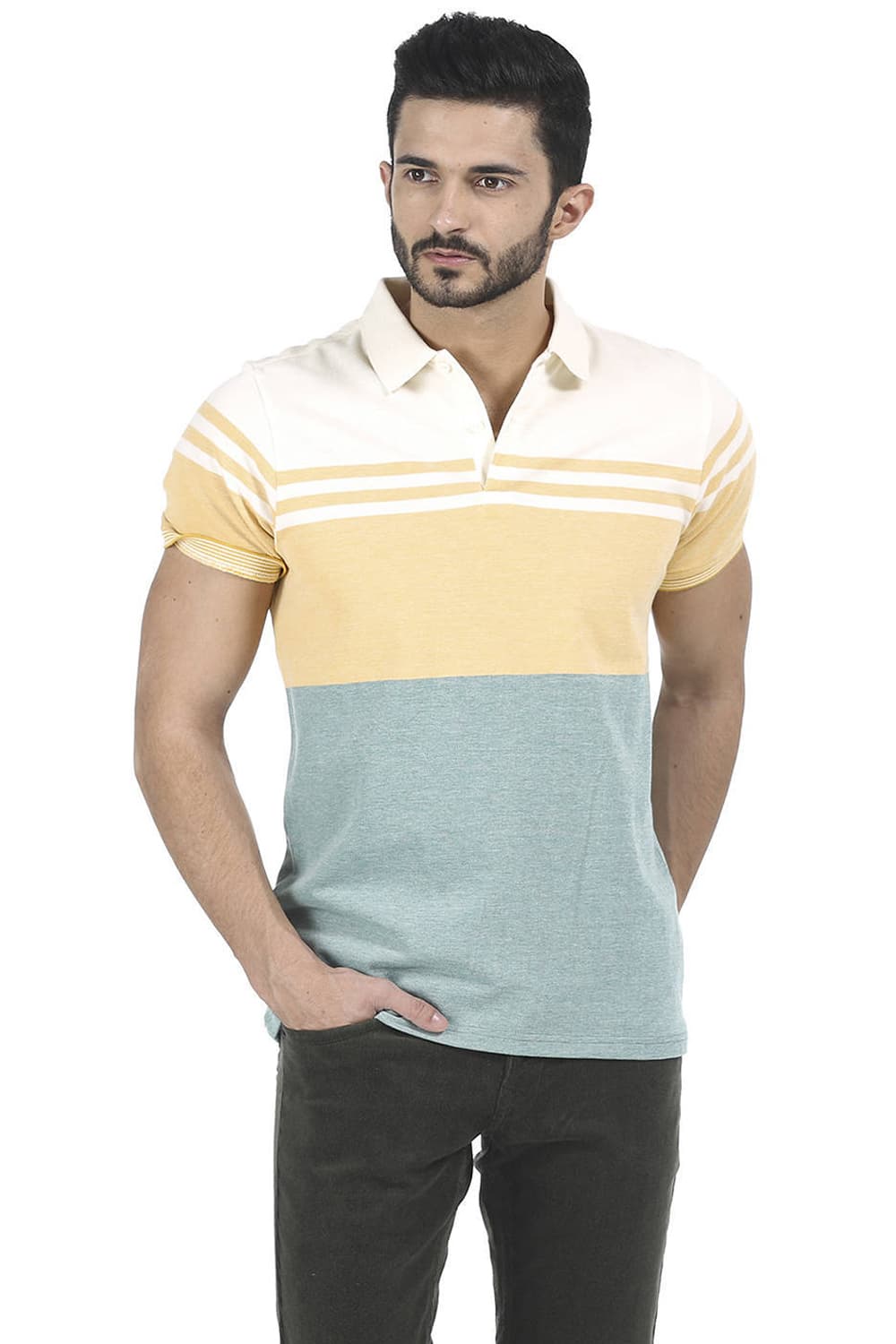 BASICS MUSCLE FIT POLO T SHIRTS