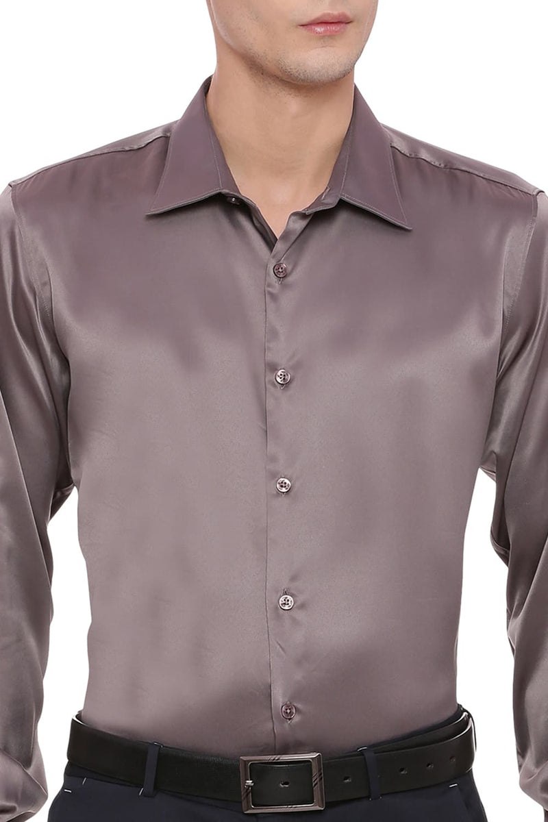 BASICS TRIM FIT SATIN STRETCH SHIRT