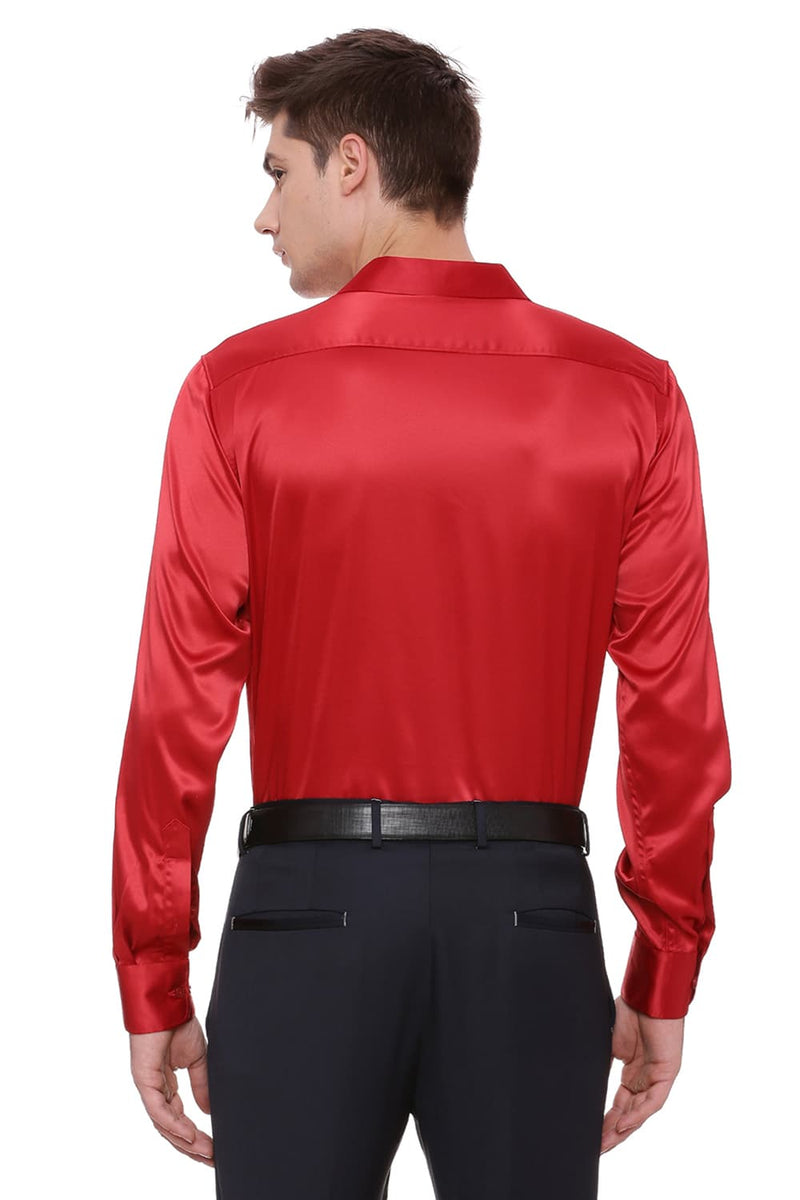 BASICS TRIM FIT SATIN STRETCH SHIRT