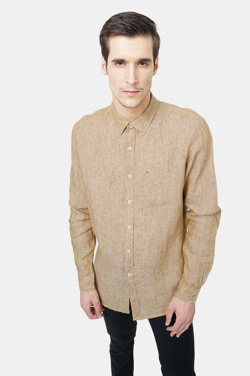 BASICS SLIM FIT LINEN CASUAL SHIRT