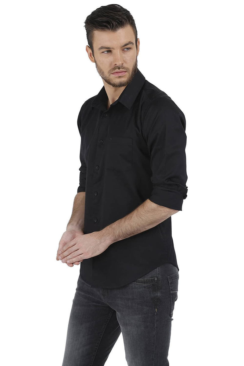 BASICS SLIM FIT TOTAL ECLIPSE SATIN SHIRT