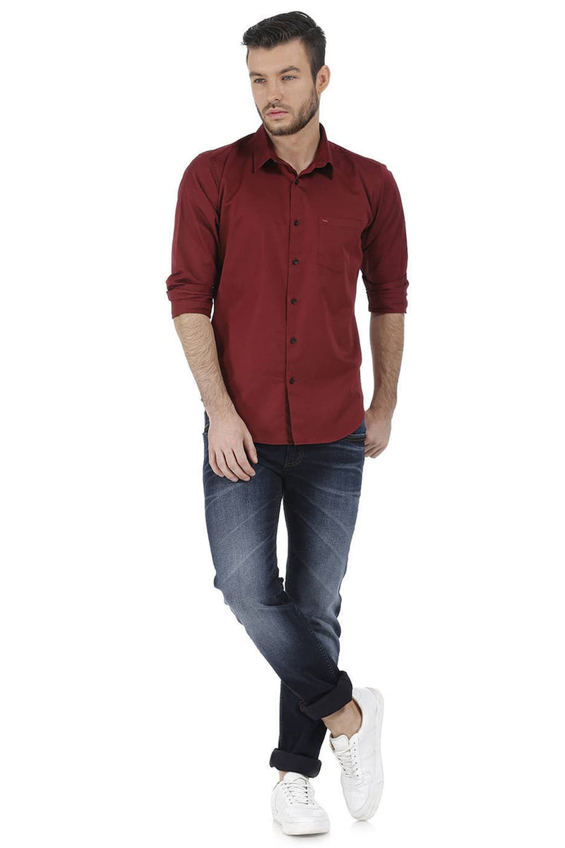 BASICS SLIM FIT TOTAL ECLIPSE SATIN SHIRT