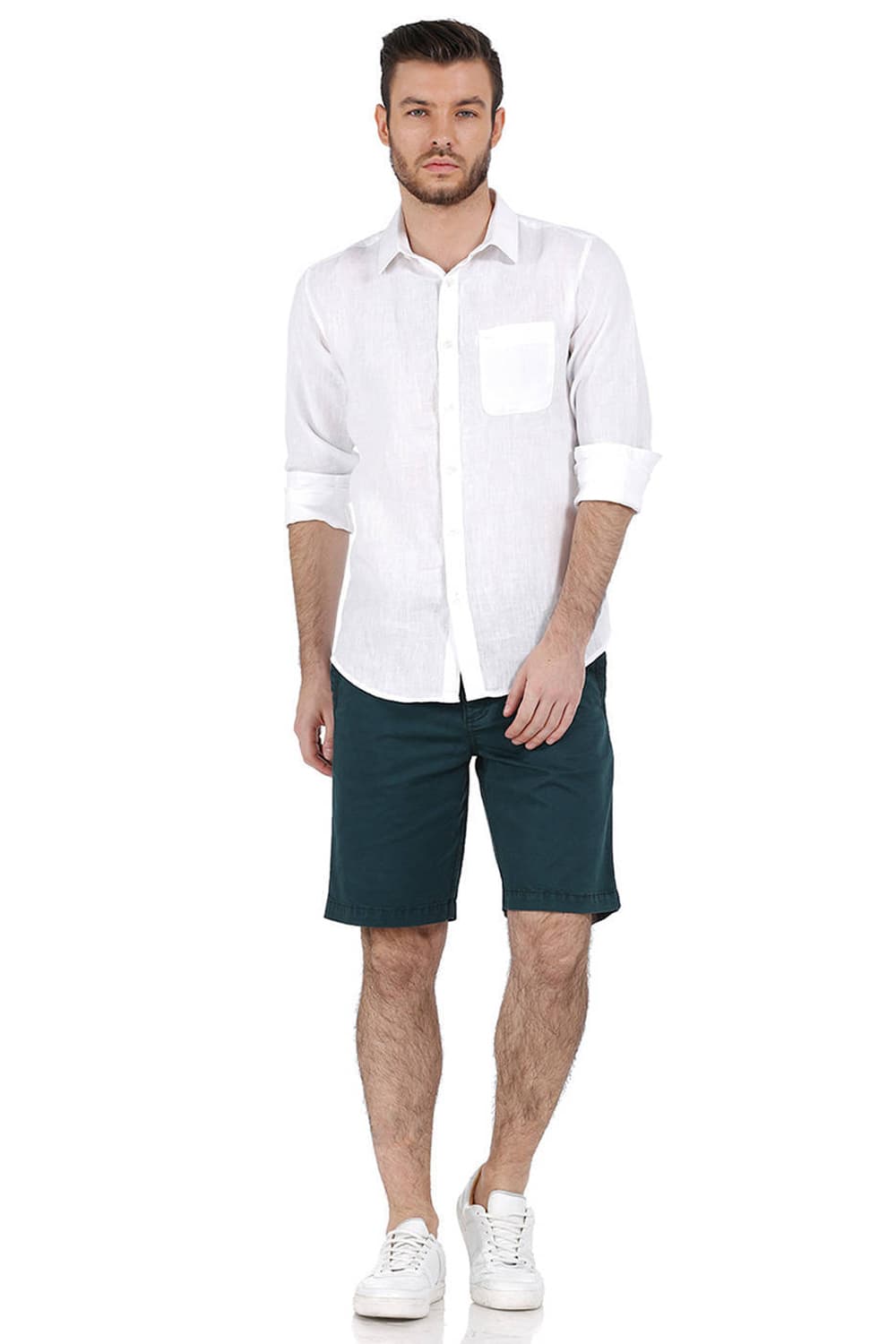 BASICS SLIM FIT LINEN CASUAL SHIRT