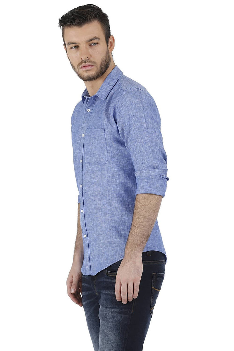 BASICS SLIM FIT LINEN CASUAL SHIRT