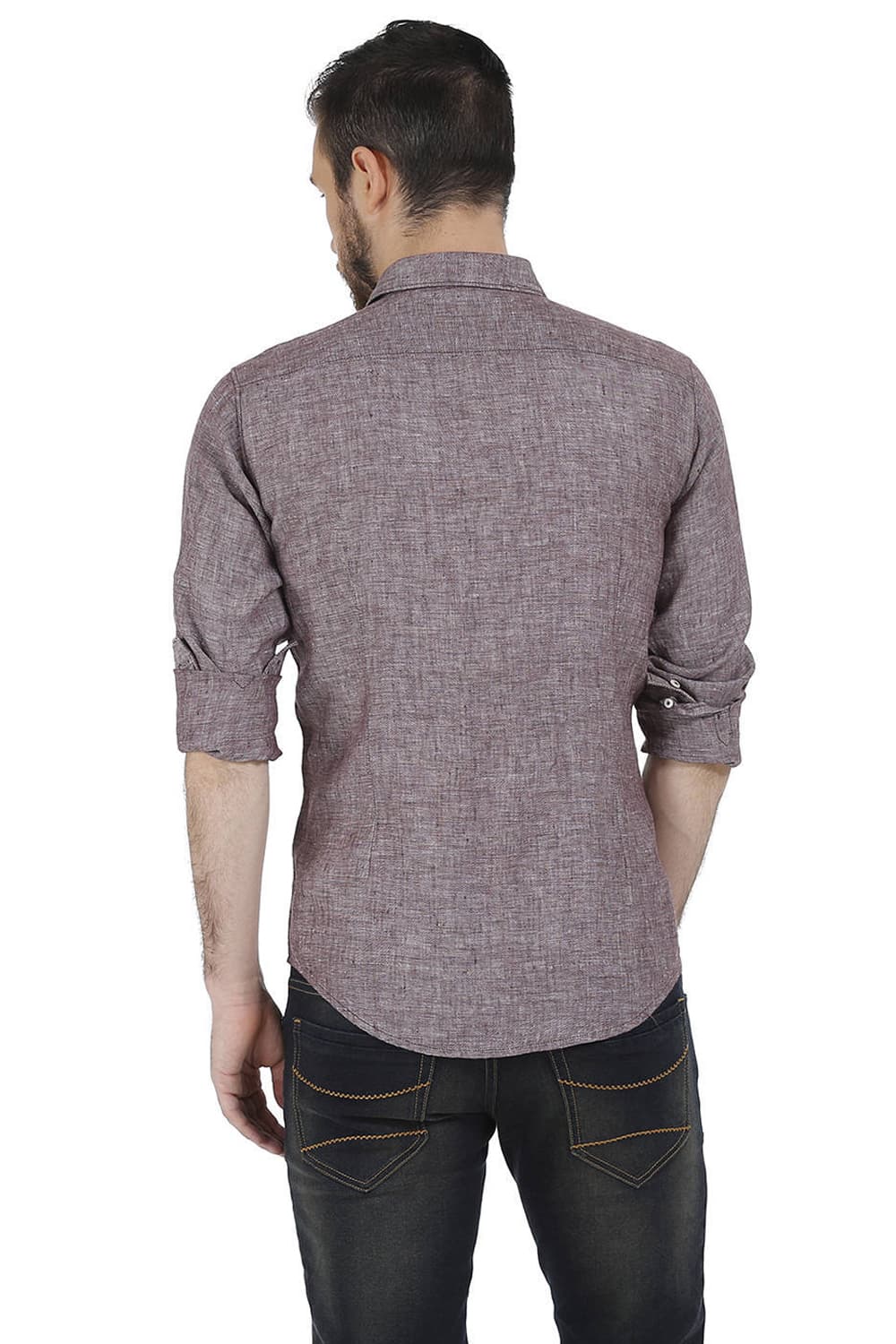 BASICS SLIM FIT LINEN CASUAL SHIRT