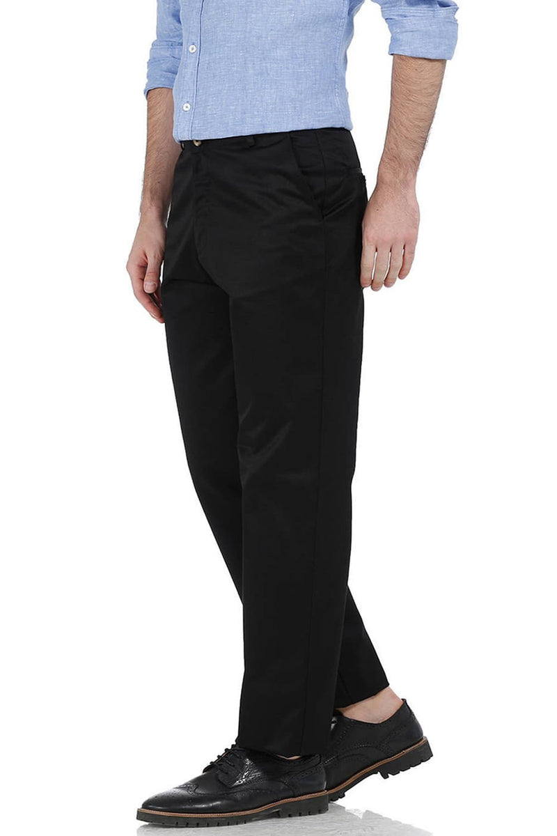 BASICS COMFORT FIT SATIN WEAVE POLY COTTON TROUSERS