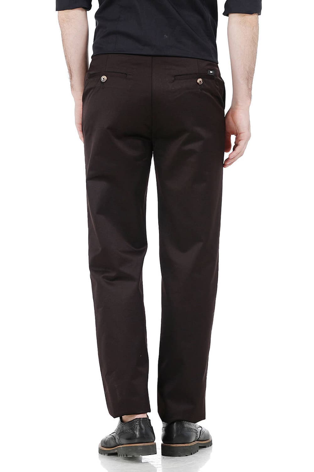 BASICS COMFORT FIT SATIN WEAVE POLY COTTON TROUSERS