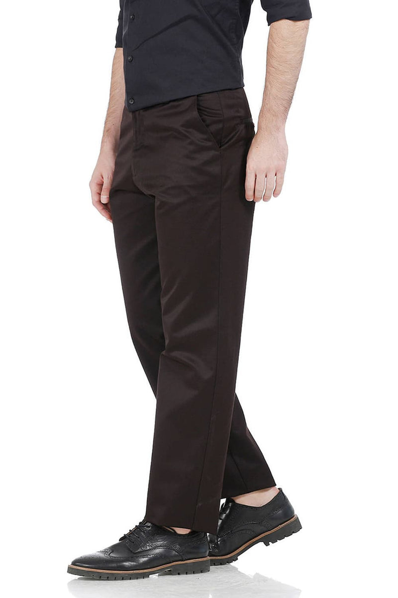 BASICS COMFORT FIT SATIN WEAVE POLY COTTON TROUSERS