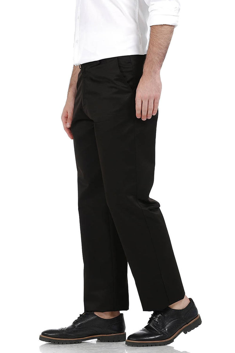 BASICS COMFORT FIT SATIN WEAVE POLY COTTON TROUSERS