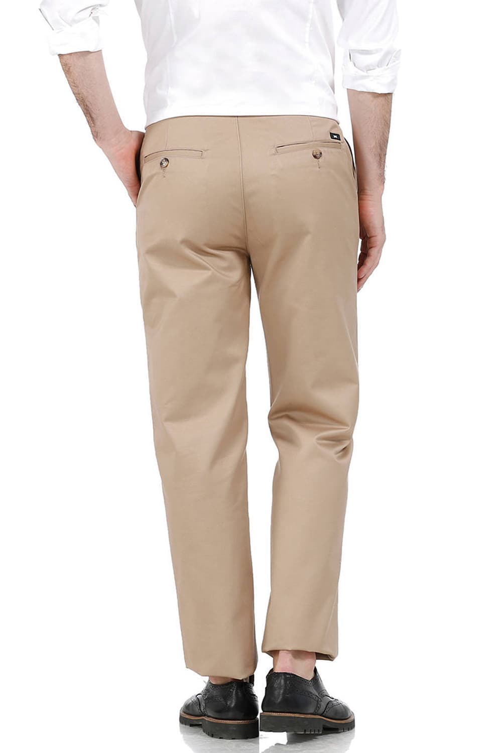 BASICS COMFORT FIT SATIN WEAVE POLY COTTON TROUSERS