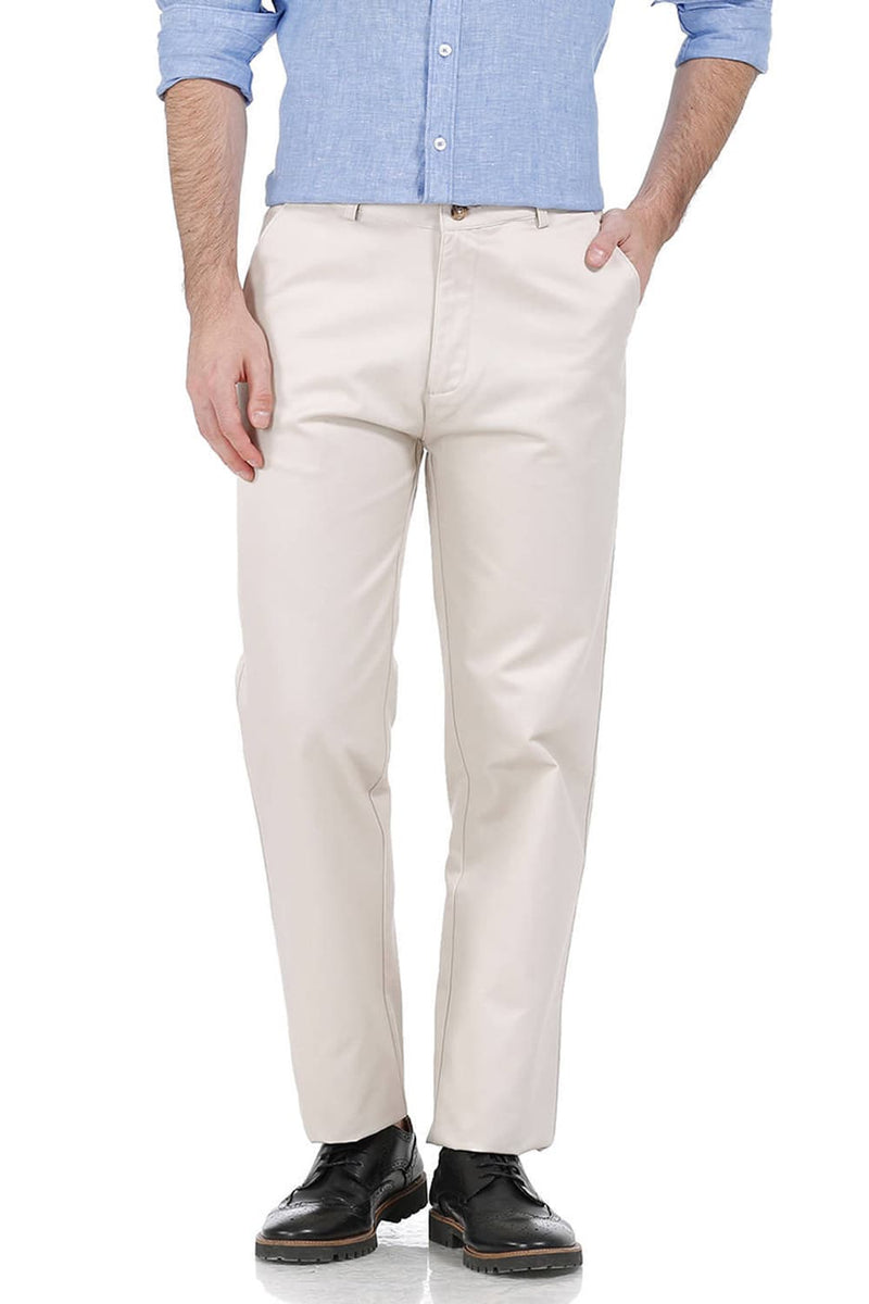 BASICS COMFORT FIT SATIN WEAVE POLY COTTON TROUSERS