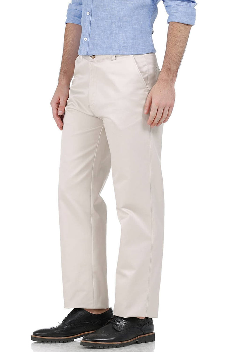 BASICS COMFORT FIT SATIN WEAVE POLY COTTON TROUSERS