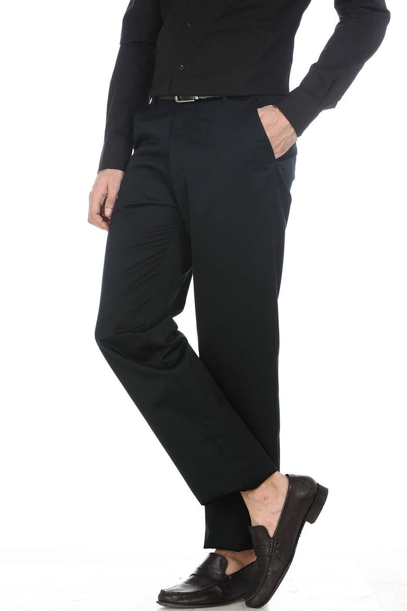 BASICS COMFORT FIT SATIN WEAVE POLY COTTON TROUSERS