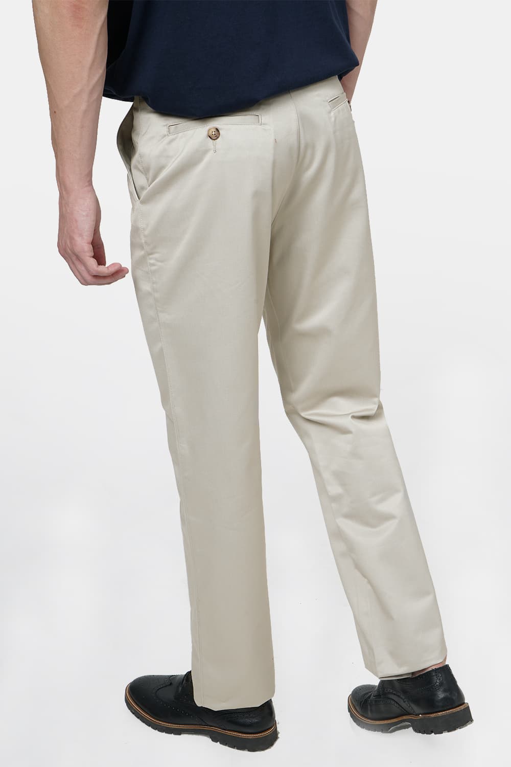 BASICS COMFORT FIT SATIN WEAVE POLY COTTON TROUSERS