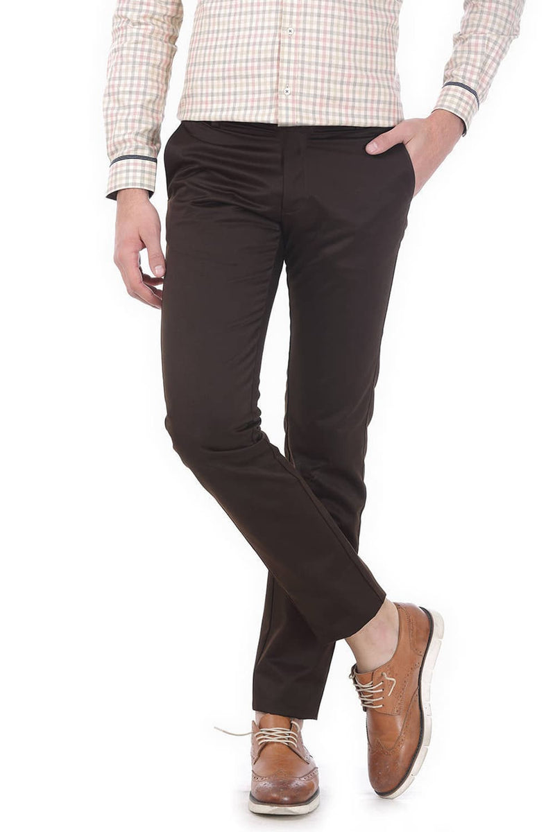 BASICS TAPERED FIT SATIN TROUSERS