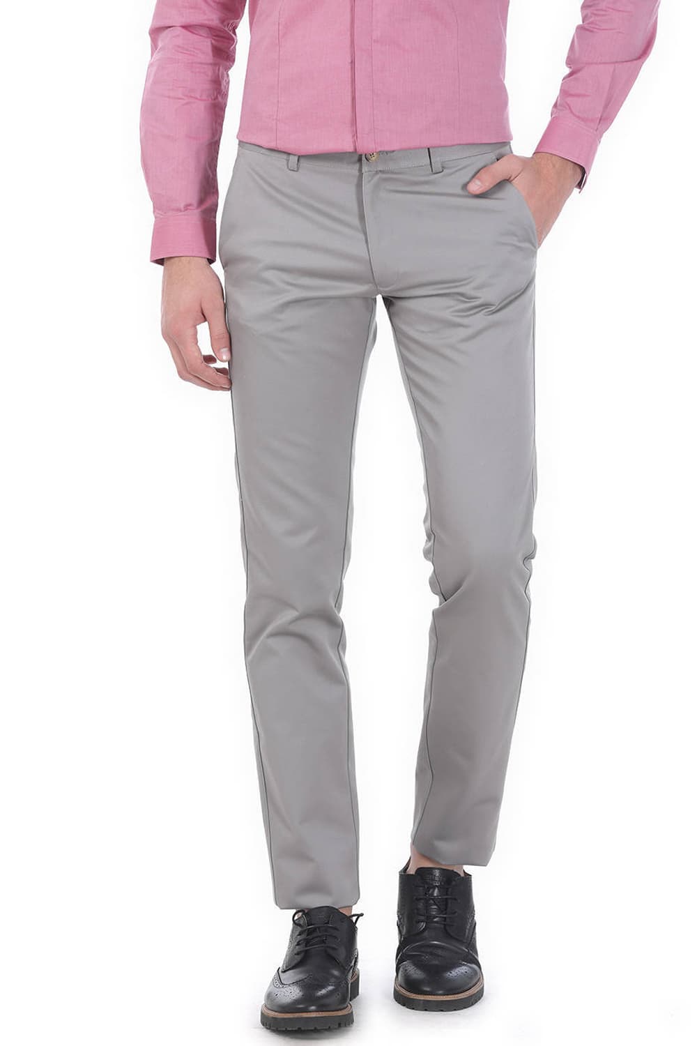 BASICS TAPERED FIT SATIN TROUSERS