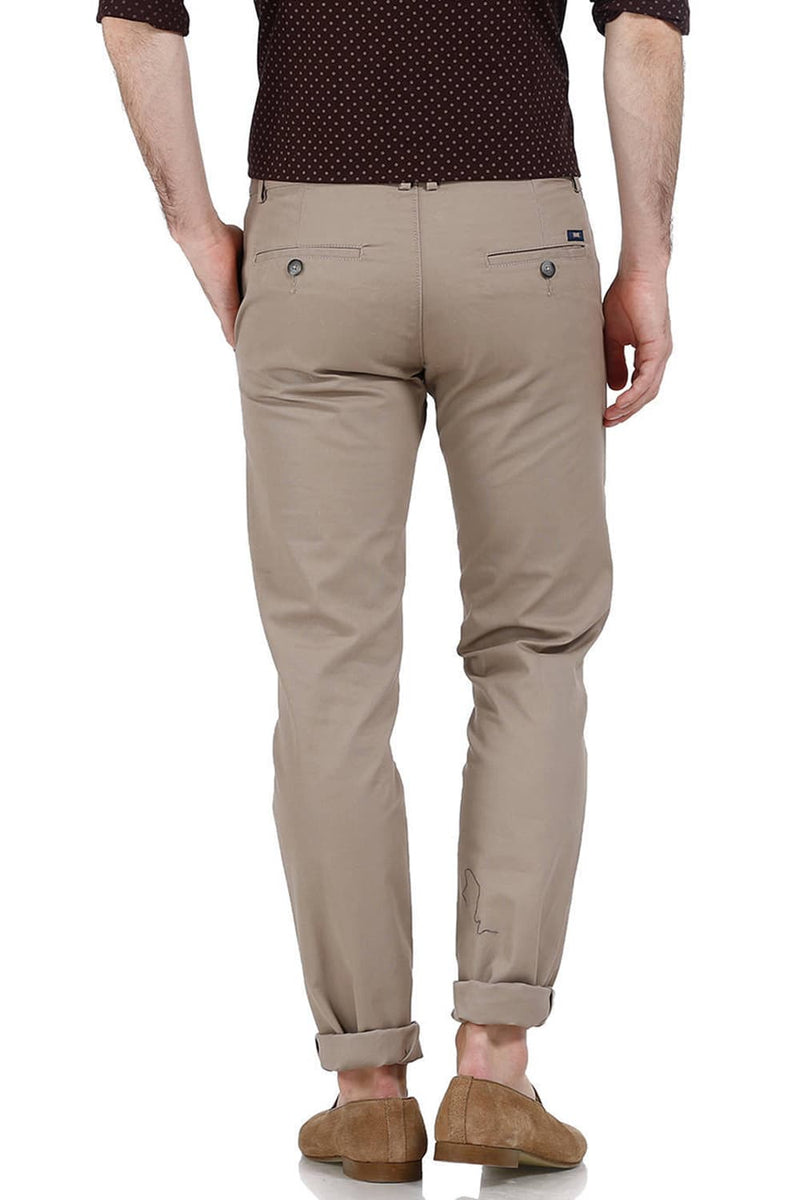 BASICS SLIM FIT WEAVE RIBBED TROUSERS