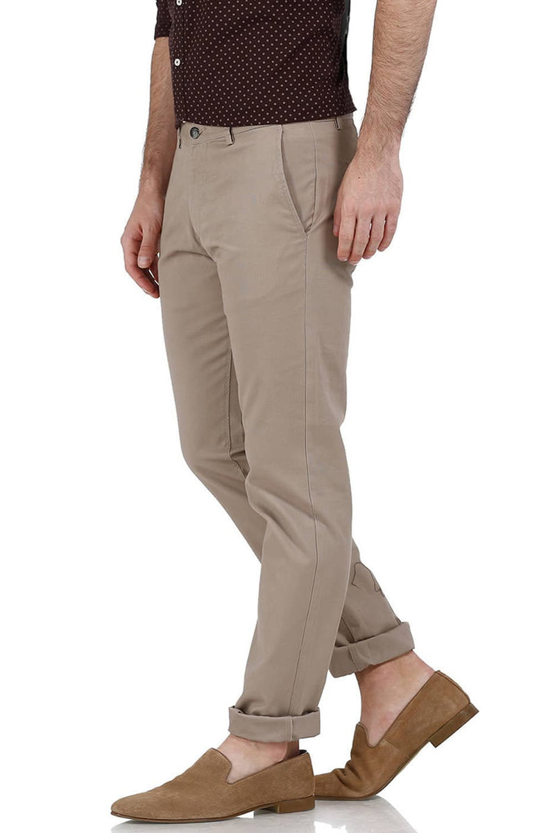 BASICS SLIM FIT WEAVE RIBBED TROUSERS