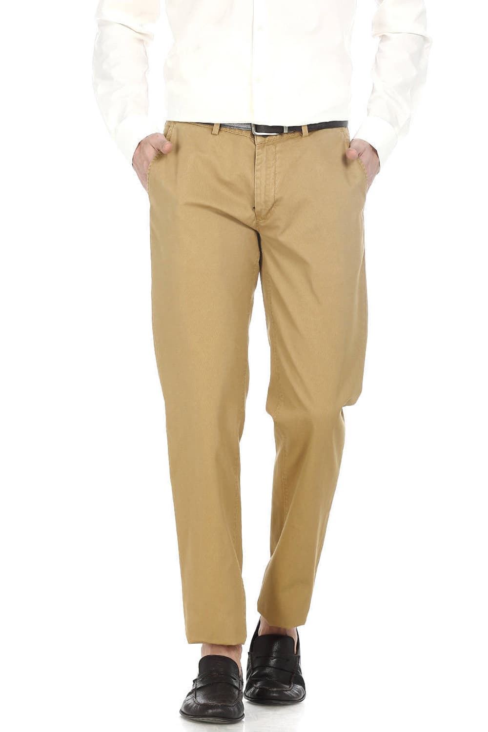 BASICS SLIM FIT WEAVE RIBBED TROUSERS