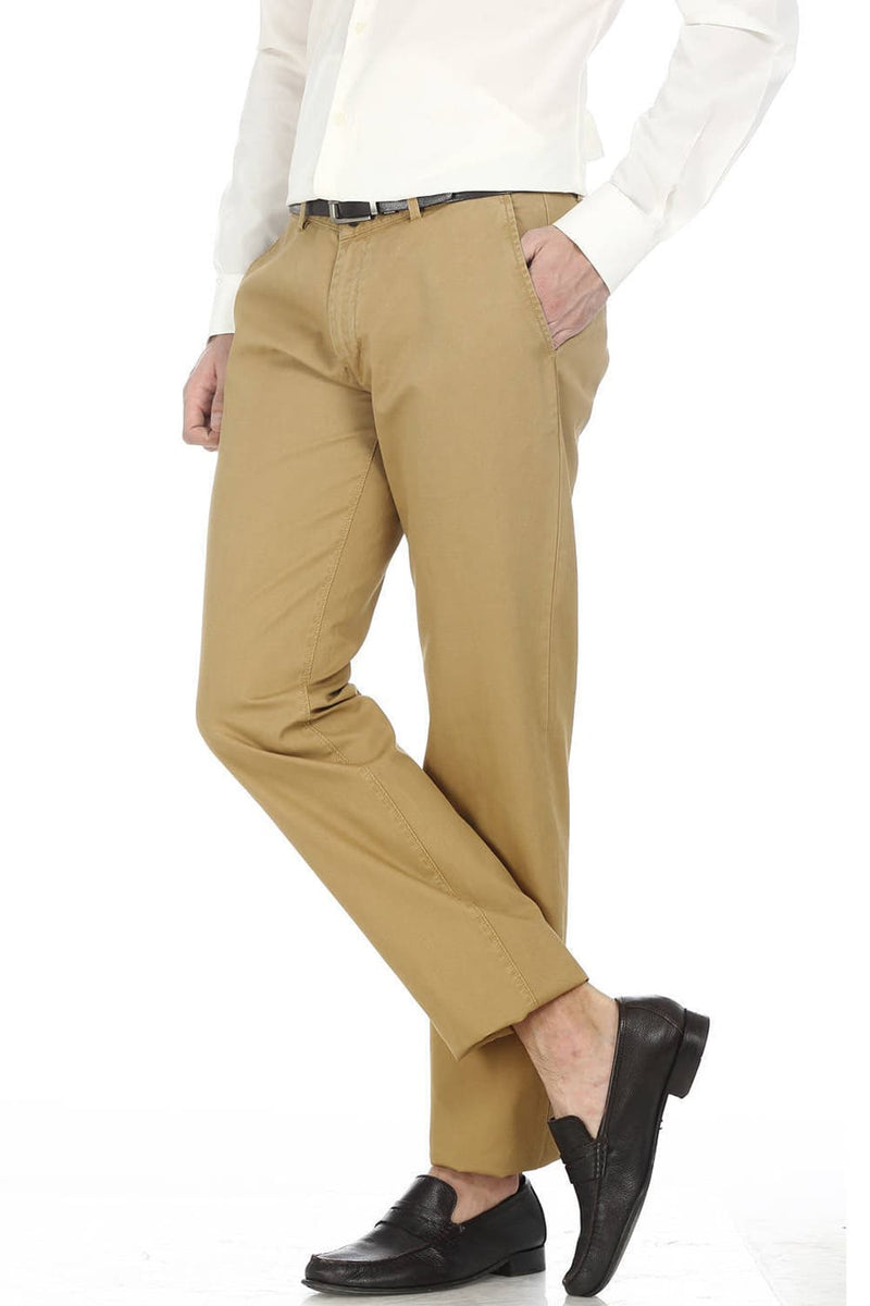 BASICS SLIM FIT WEAVE RIBBED TROUSERS