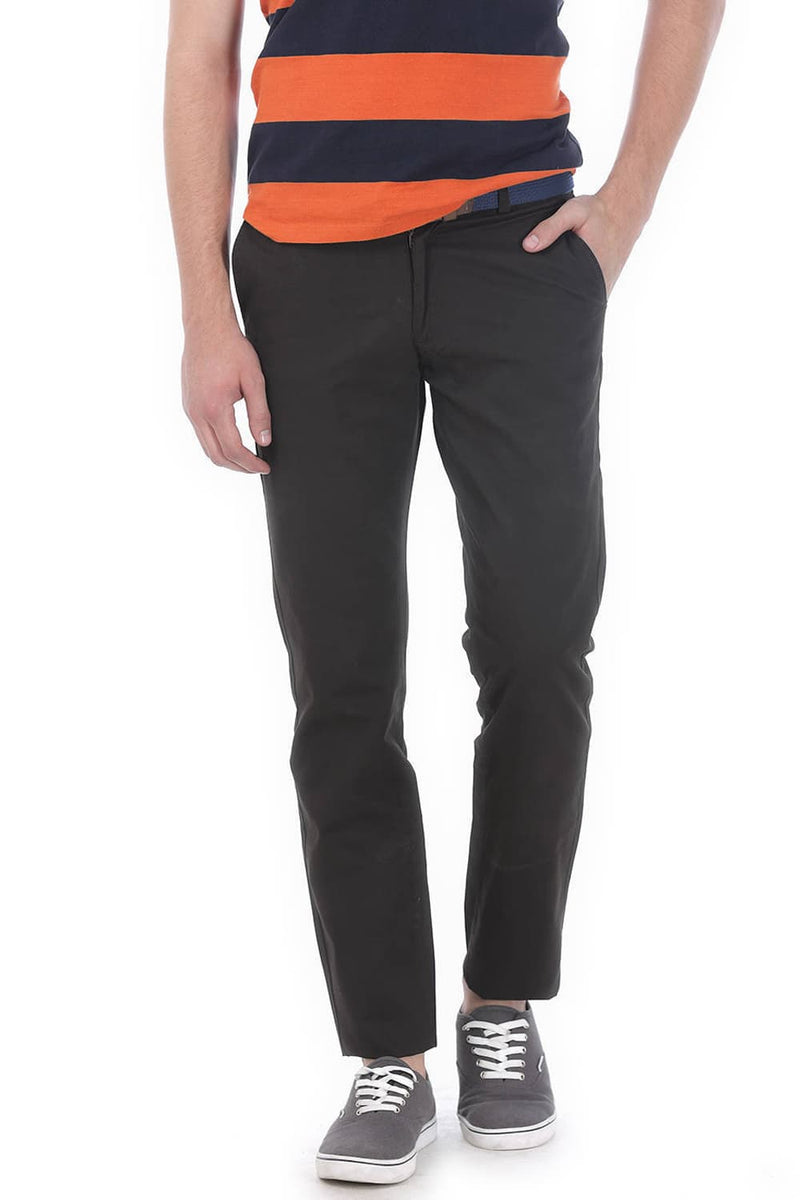 BASICS SLIM FIT WEAVE RIBBED TROUSERS