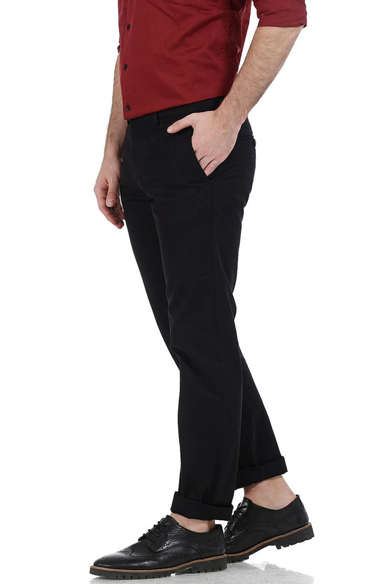 BASICS SLIM FIT WEAVE RIBBED TROUSERS