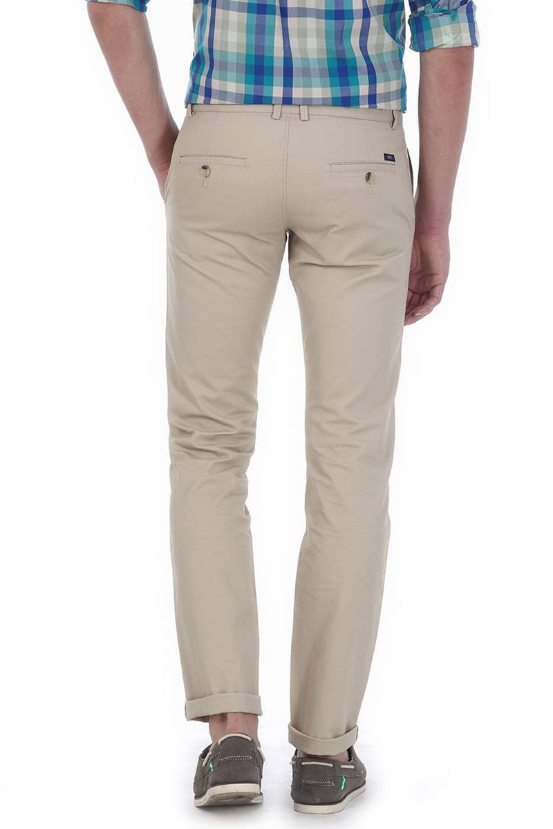 BASICS SLIM FIT WEAVE RIBBED TROUSERS